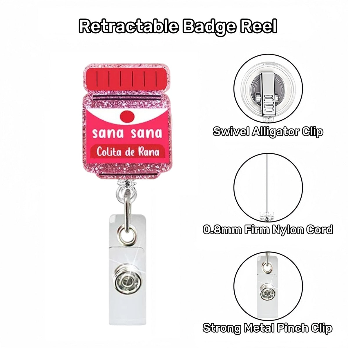 Acrylic Red Medicine Bottle Badge Reel