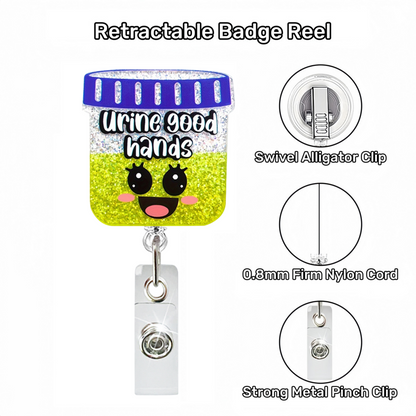 Acrylic Urine Good Hands Badge Reel