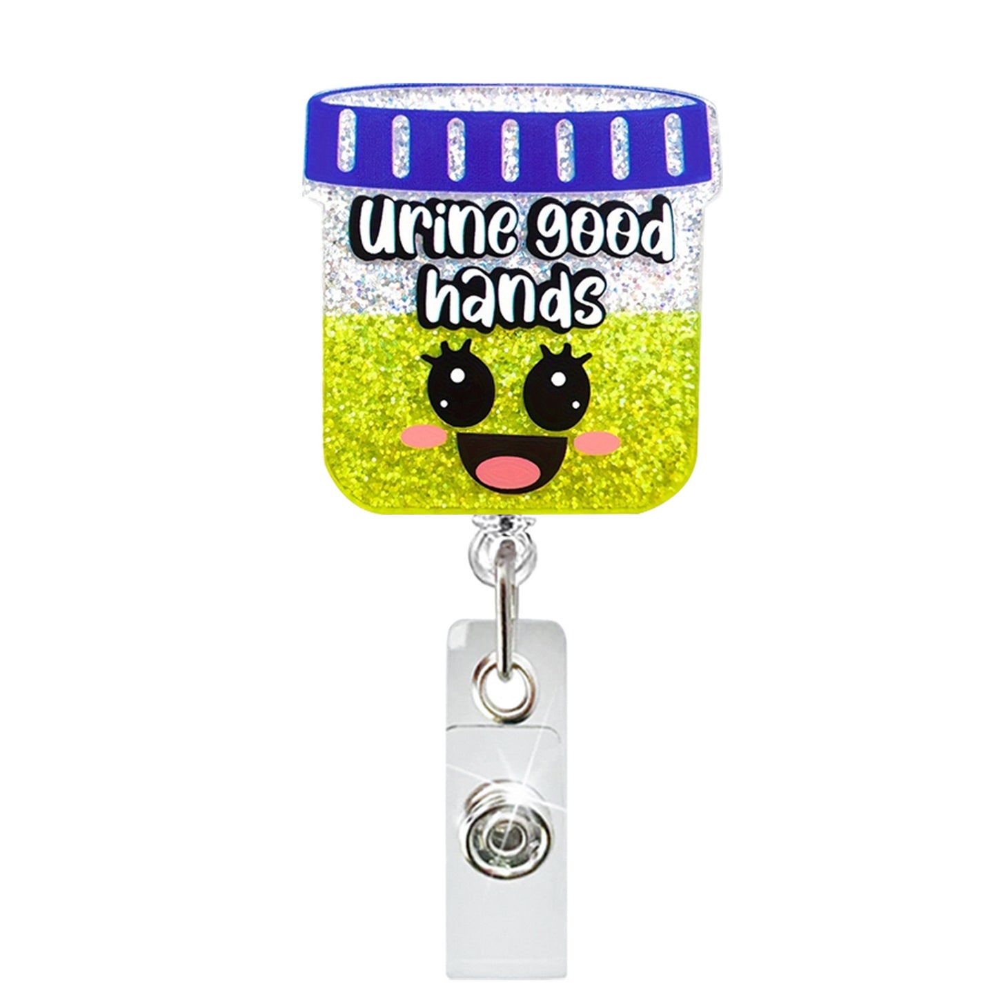 Acrylic Urine Good Hands Badge Reel