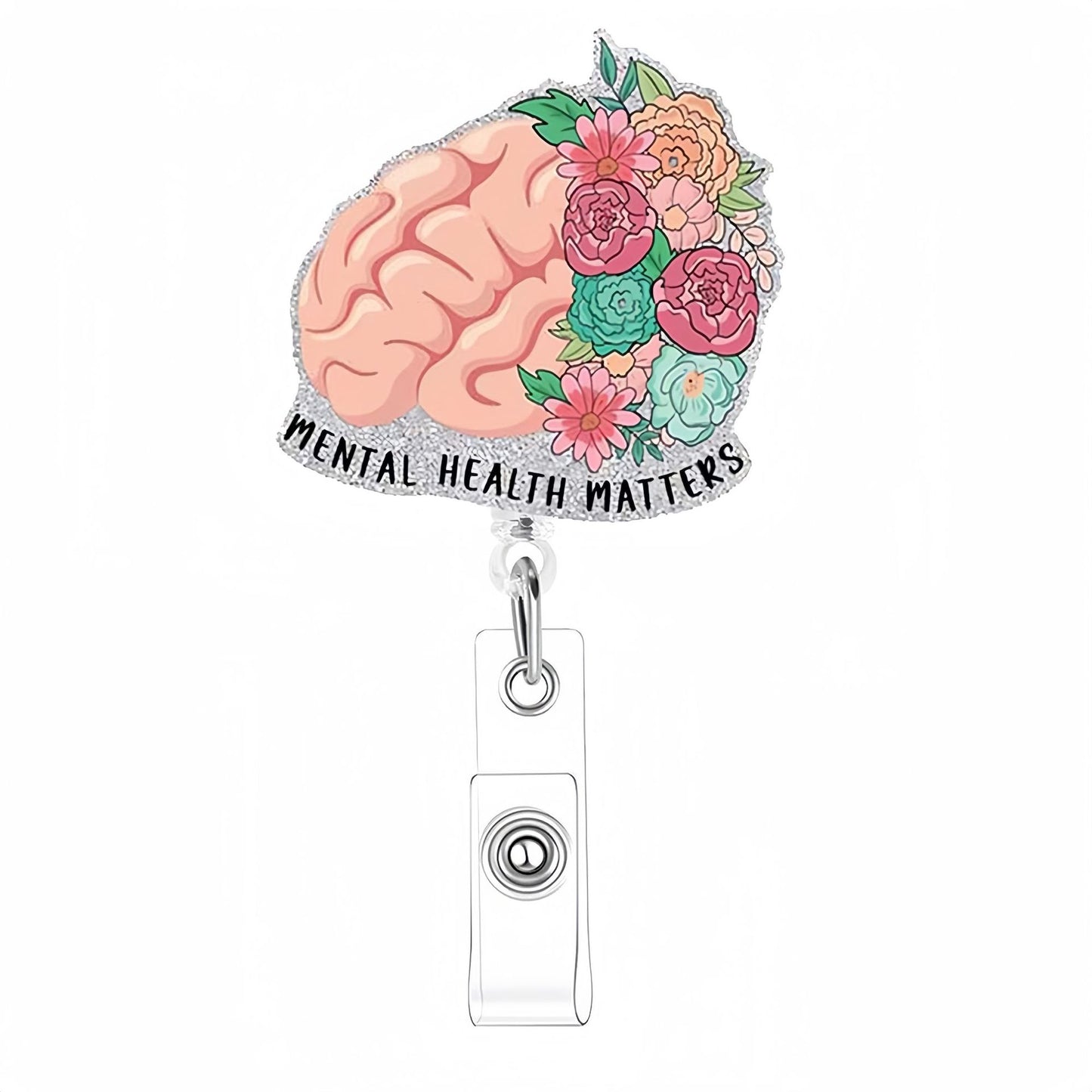 Acrylic Half-Brain Flower Badge Reel