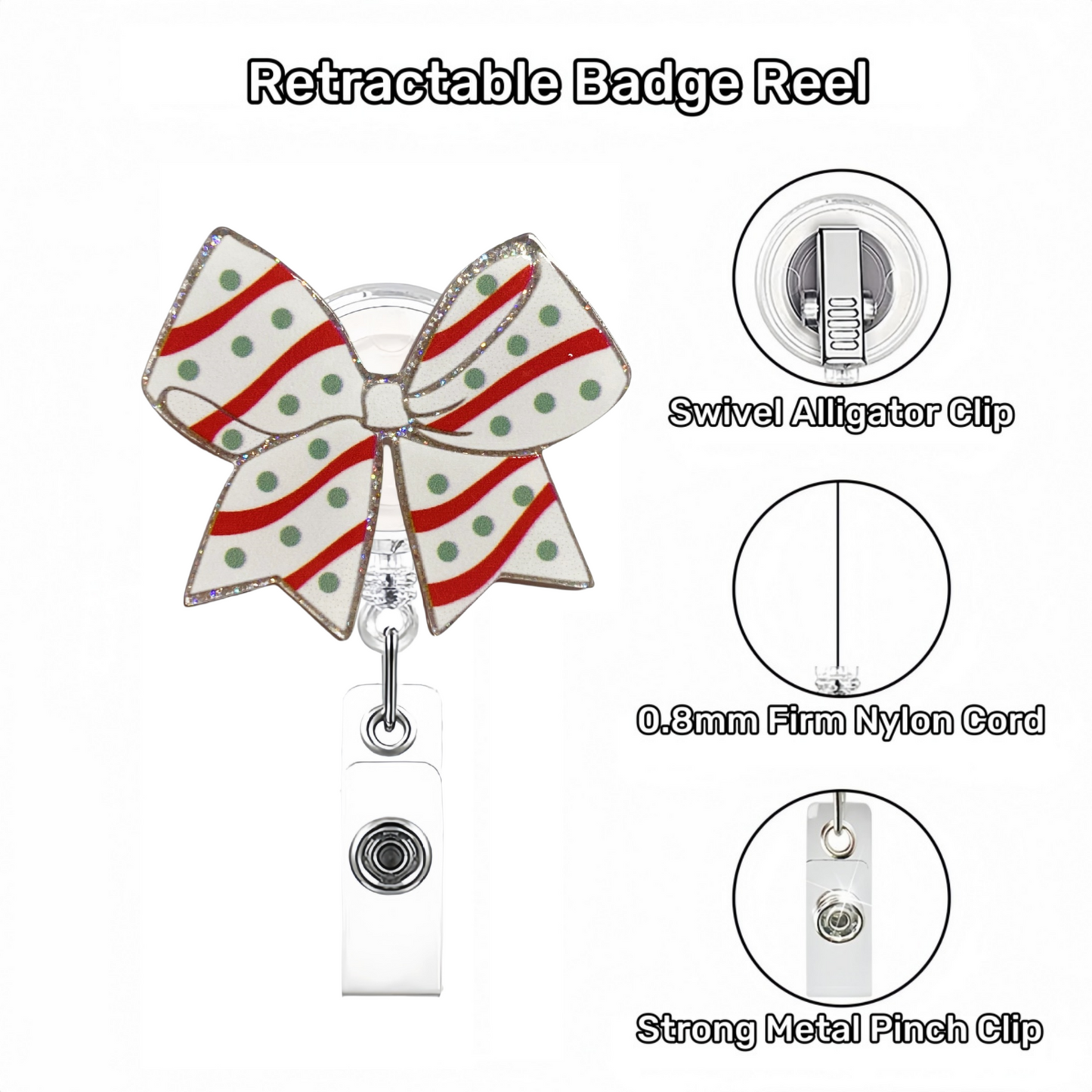 Acrylic Spotted Bow Badge Reel