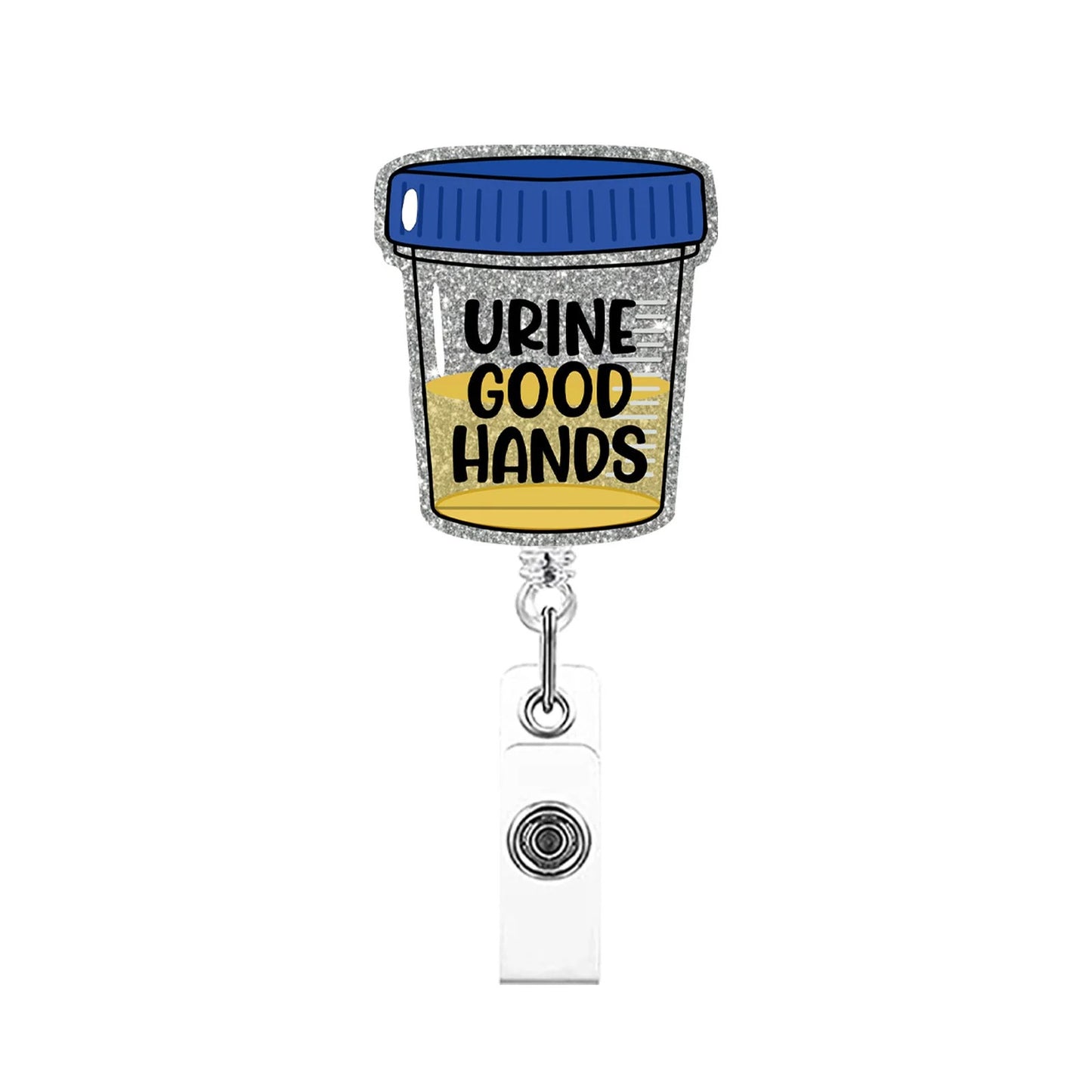 Acrylic Blue lid Uring Good Hands Badge Reel