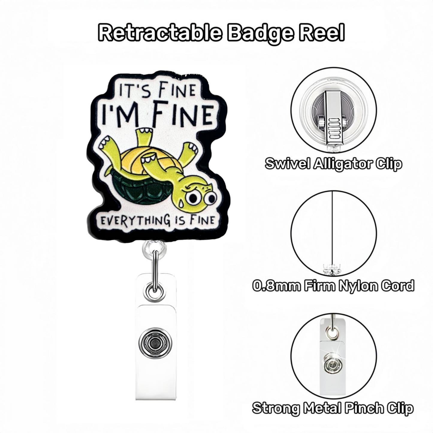 Acrylic Fallen Turtle Badge Reel