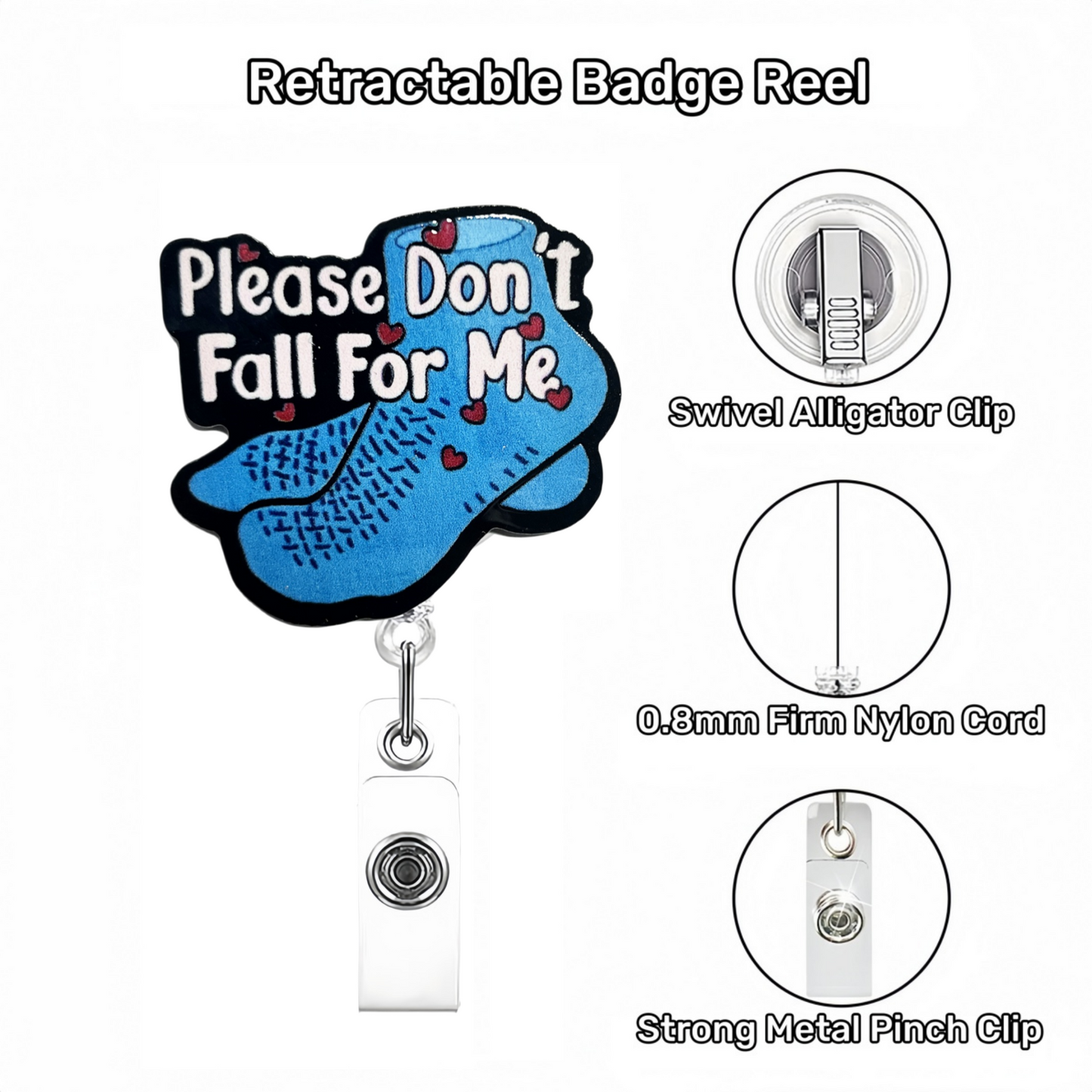 Acrylic Blue Socks Badge Reel