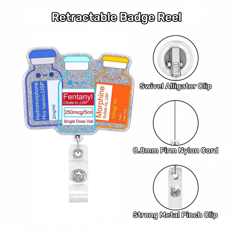 Acrylic Three Smile Bottles Badge Reel