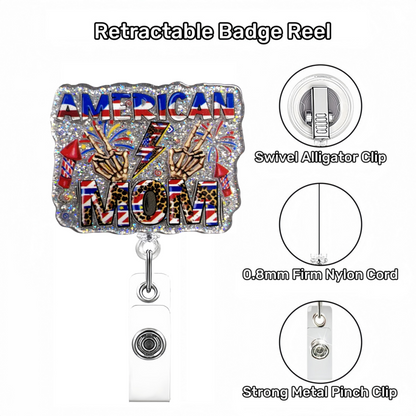 Acrylic AMERICAN MOM Badge Reel