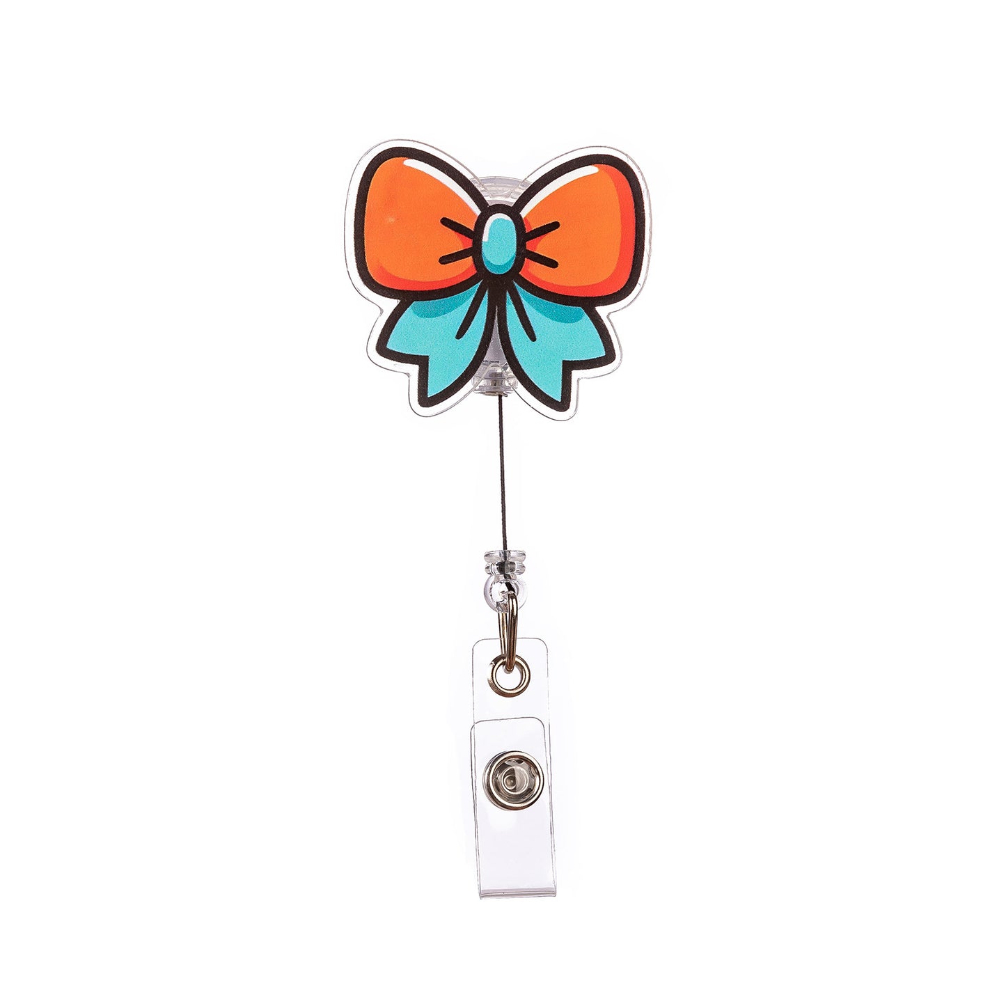 Acrylic Color-blocked Bow Badge Reel