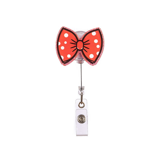 Acrylic Polka-dot Bow Badge Reel