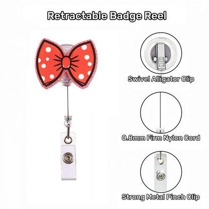 Acrylic Polka-dot Bow Badge Reel