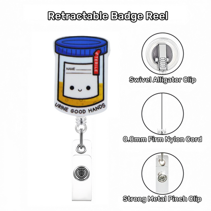 Acrylic Blue lid with Smile Face Badge Reel