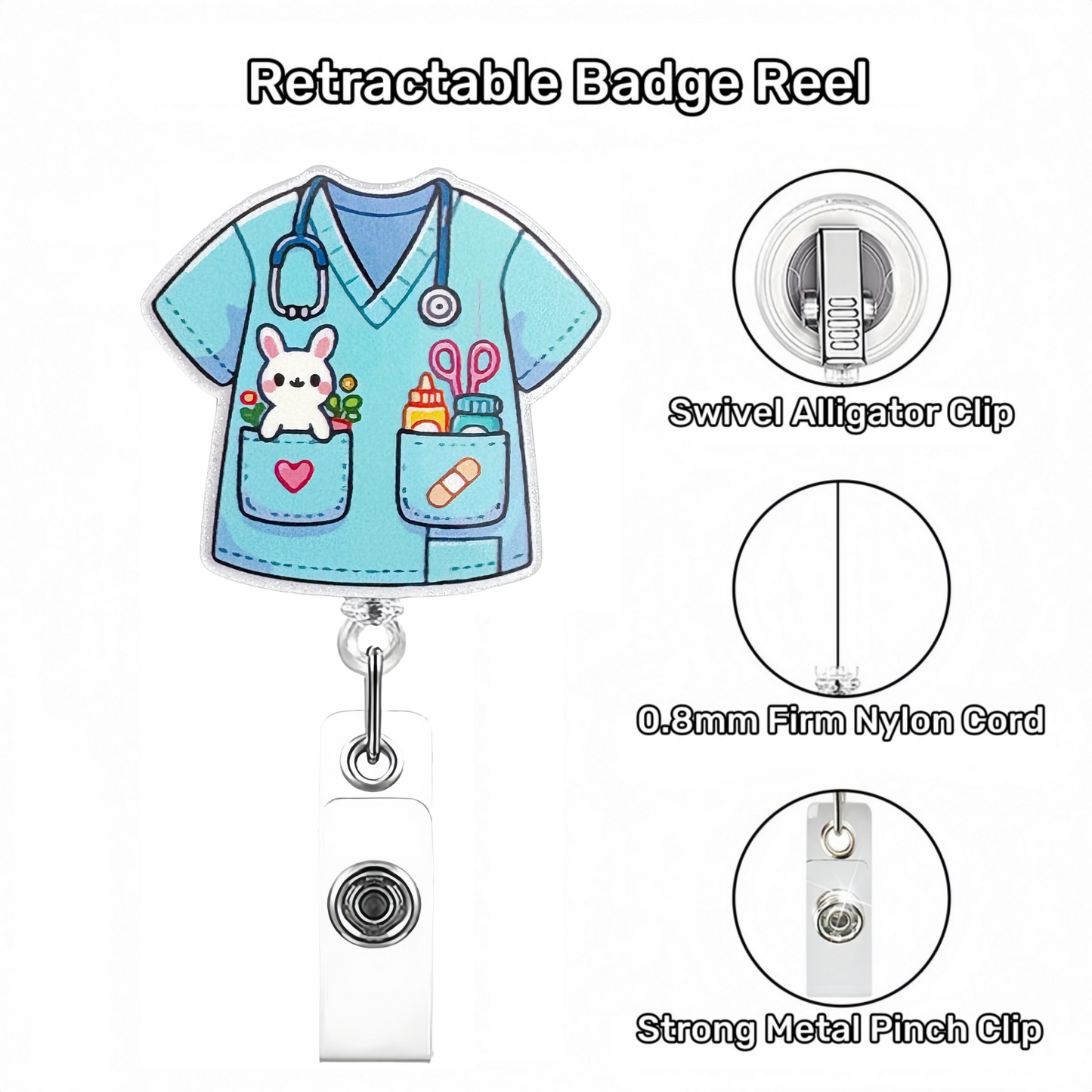 Acrylic Nurse Uniform with a Bunny Badge Reel