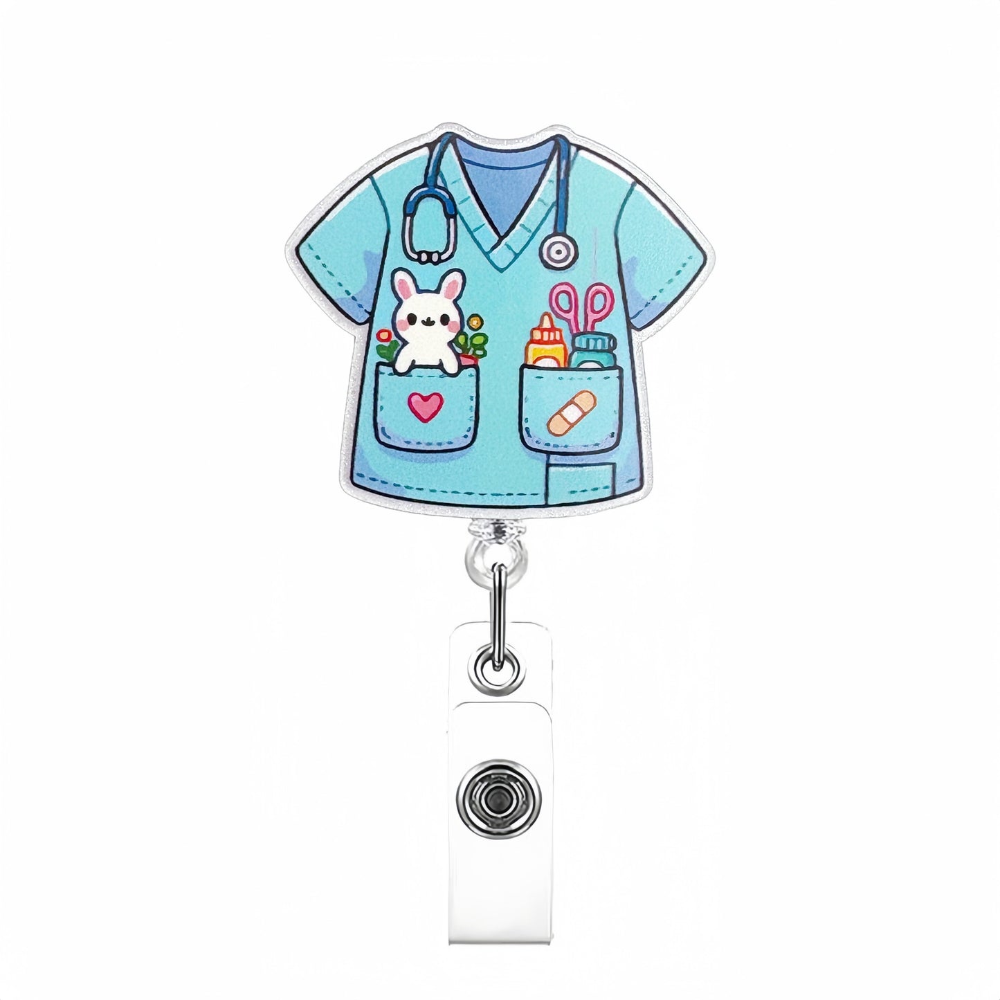 Acrylic Nurse Uniform with a Bunny Badge Reel