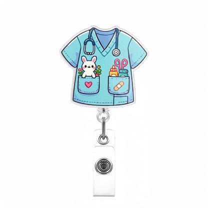 Acrylic Nurse Uniform with a Bunny Badge Reel