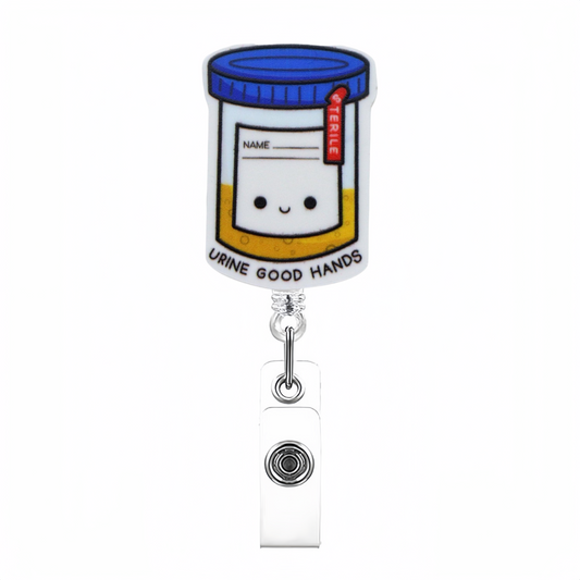 Acrylic Blue lid with Smile Face Badge Reel