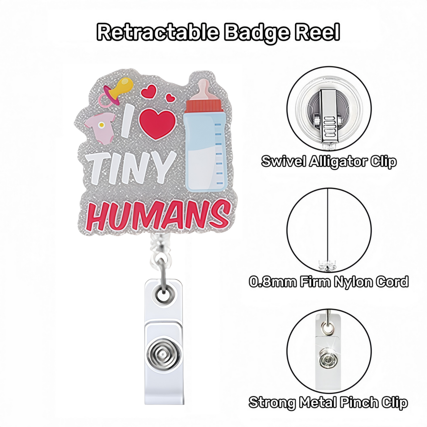 Acrylic Silver Glitter Foundation Bottle Badge Reel