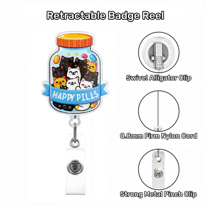 Acrylic Happy Pills Badge Reel