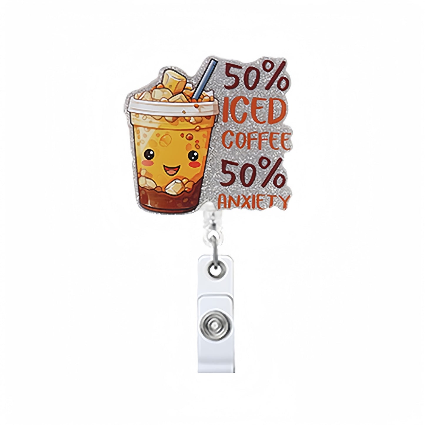 Acrylic 50% Iced Coffee Badge Reel