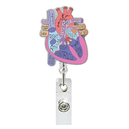 Acrylic Pink And Purple Heart Badge Reel