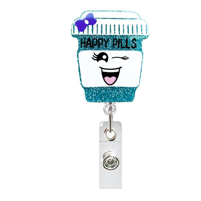 Acrylic Lake Blue Glitter Badge Reel