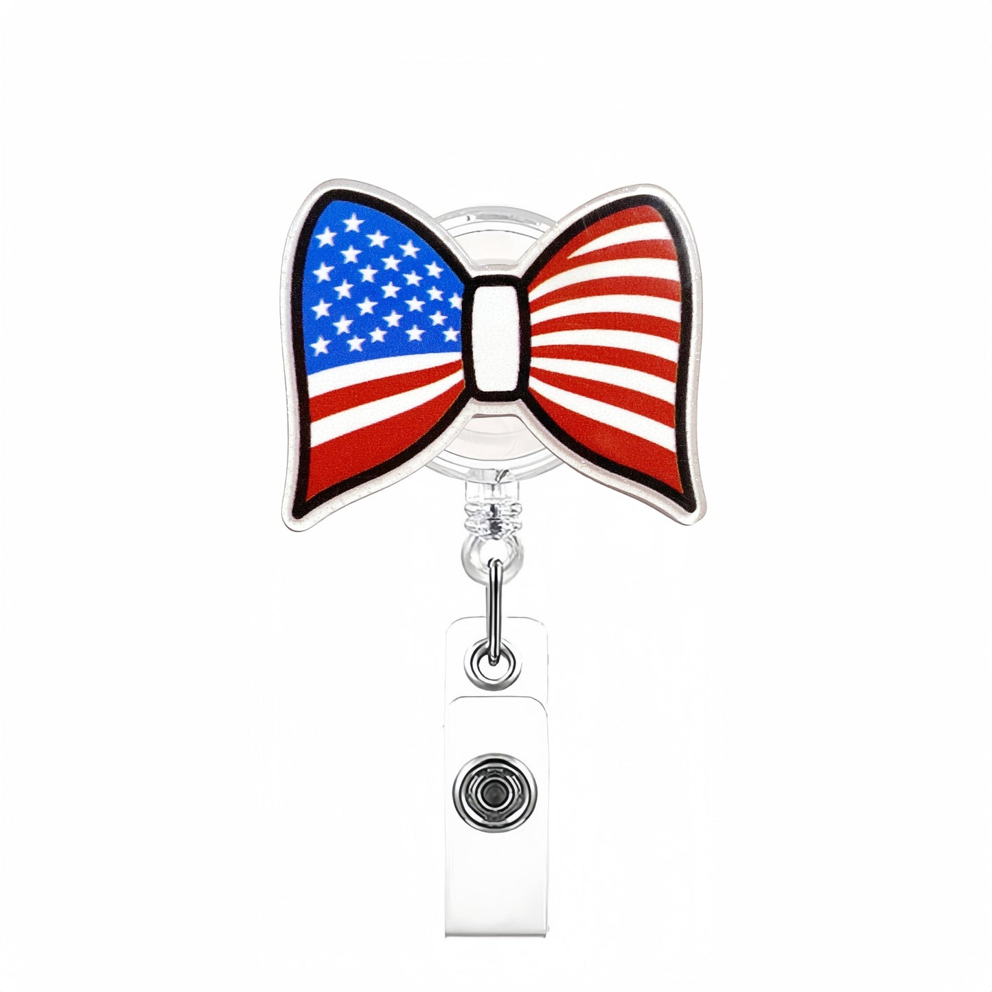 Acrylic Classic US Flag Bow Badge Reel