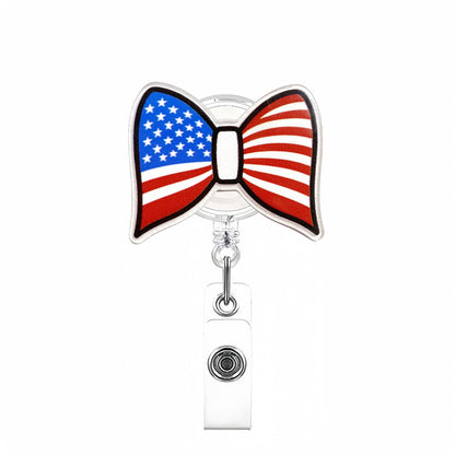 Acrylic Classic US Flag Bow Badge Reel