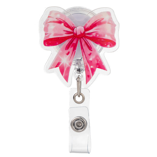 Acrylic Transparent Base with Shimmer Bow Badge Reel