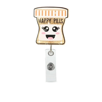 Acrylic Golden Glitter Bottle with Laughing Emoji Badge Reel