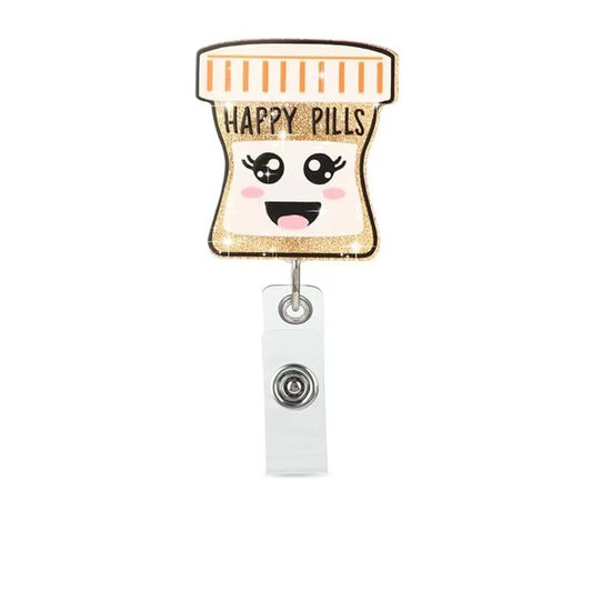 Acrylic Golden Glitter Bottle with Laughing Emoji Badge Reel