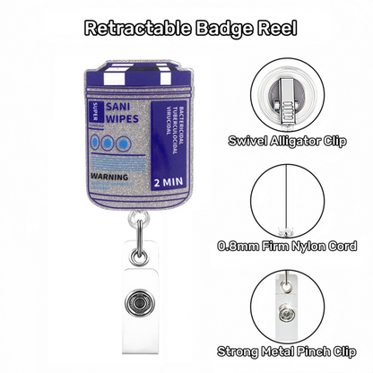 Acrylic Disinfectant Wipes Container Badge Reel