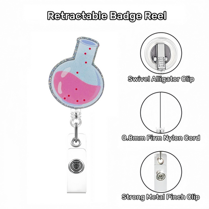Acrylic Round-bottom Flask Badge Reel