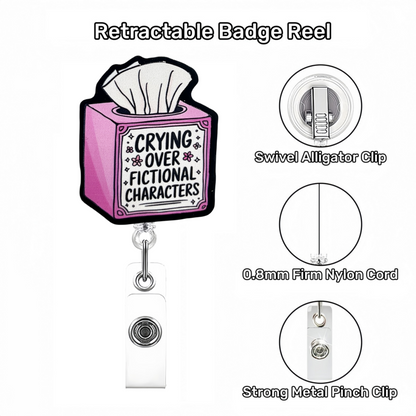 Acrylic Crying Over Fictional Characters Badge Reel