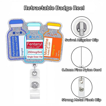 Acrylic Three Medicine Bottles Badge Reel