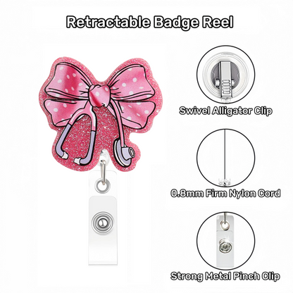 Acrylic Stethoscope on The Loveeft Bow Badge Reel