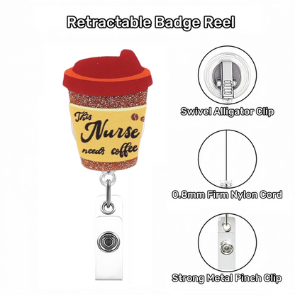 Acrylic This Nurse Needs Coffee Badge Reel