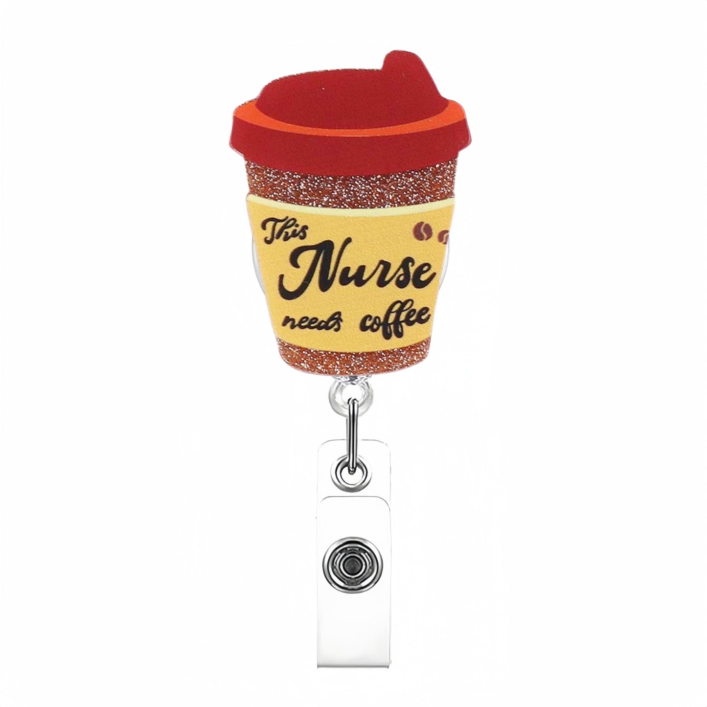 Acrylic This Nurse Needs Coffee Badge Reel