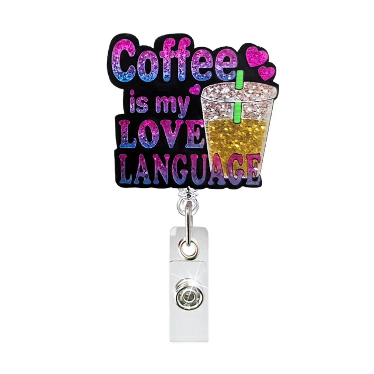 Acrylic Purple Letter Coffee Badge Reel