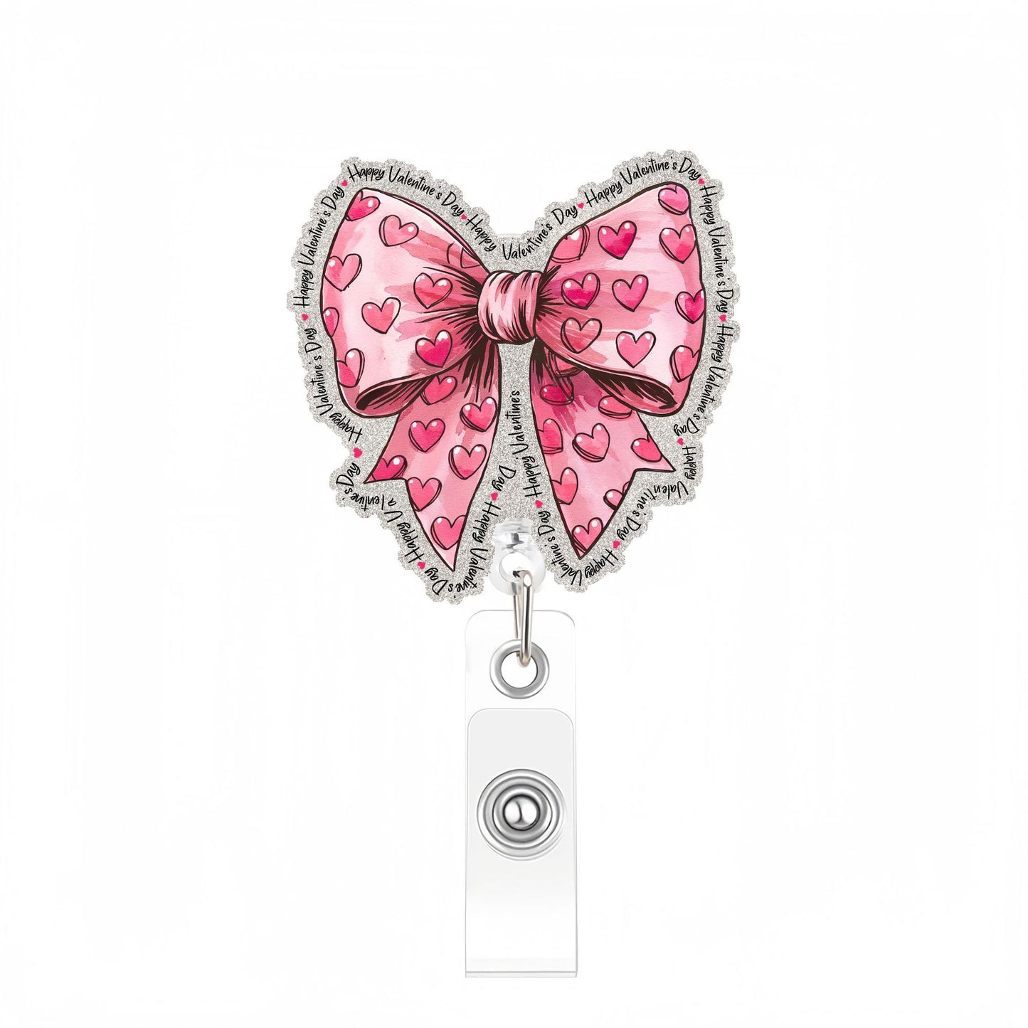 Acrylic Letter Heart Bow Badge Reel