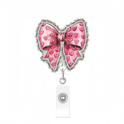 Acrylic Letter Heart Bow Badge Reel
