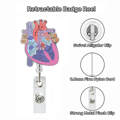 Acrylic Pink And Purple Heart Badge Reel