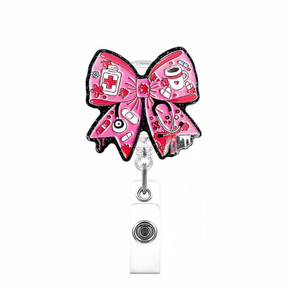 Acrylic Black Background Medical Bow Badge Reel