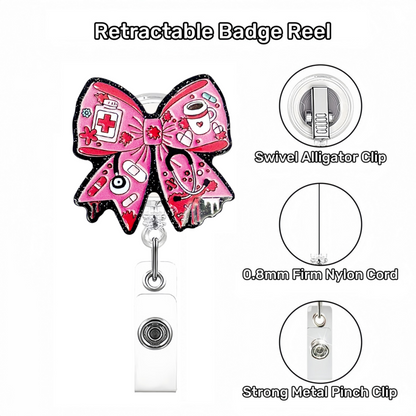 Acrylic Black Background Medical Bow Badge Reel