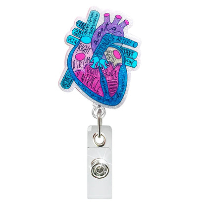 Acrylic Blue And Pink Heart Badge Reel