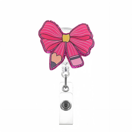 Acrylic Rose Red Brush Badge Reel