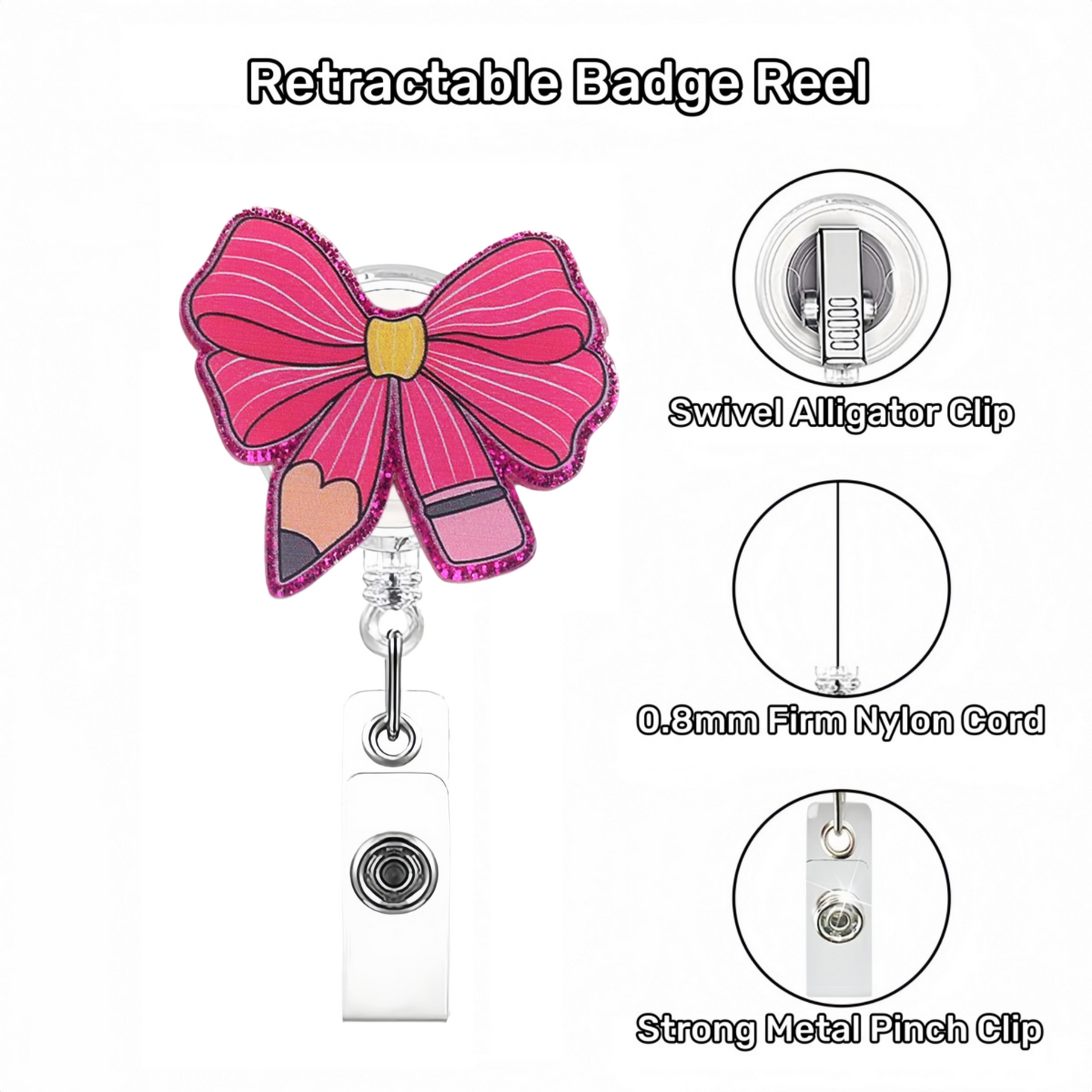 Acrylic Rose Red Brush Badge Reel