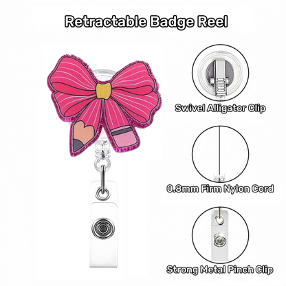 Acrylic Rose Red Brush Badge Reel