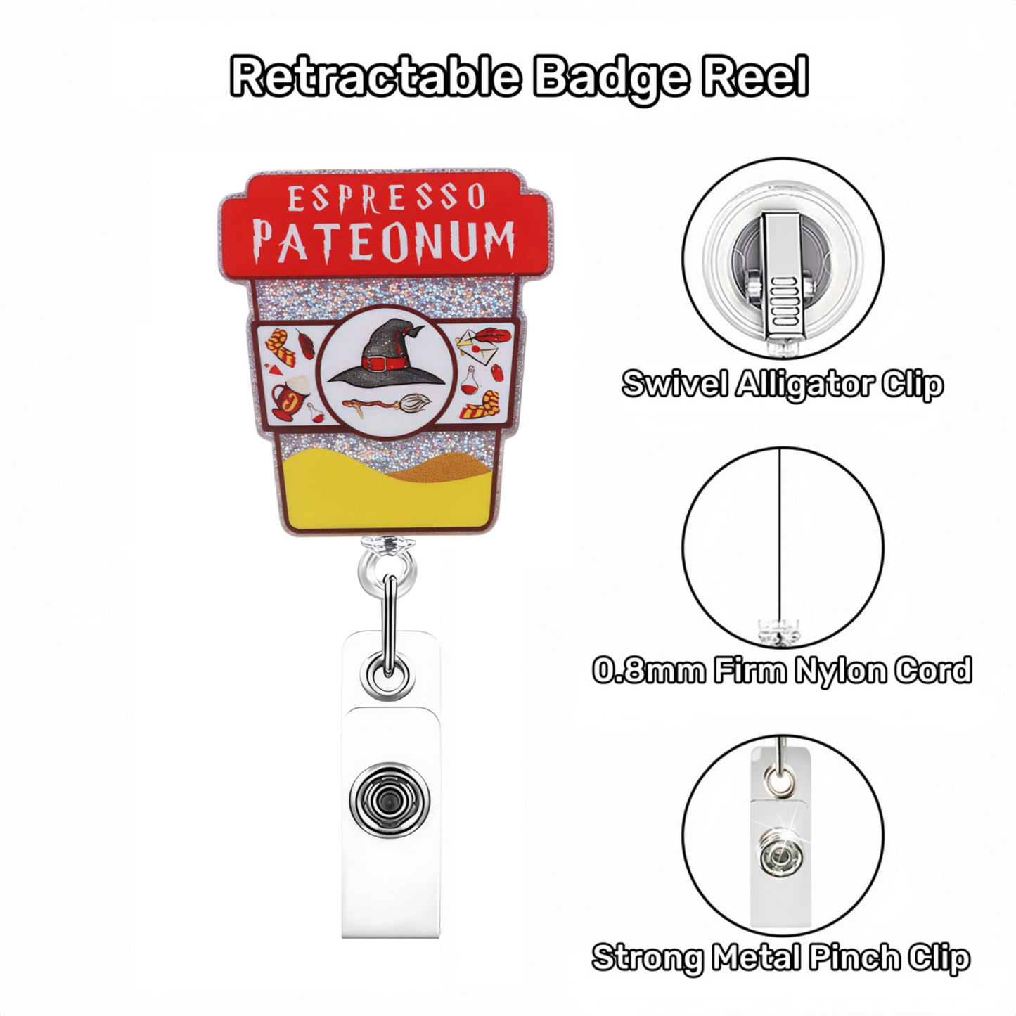 Acrylic Espresso Pateounm Badge Reel