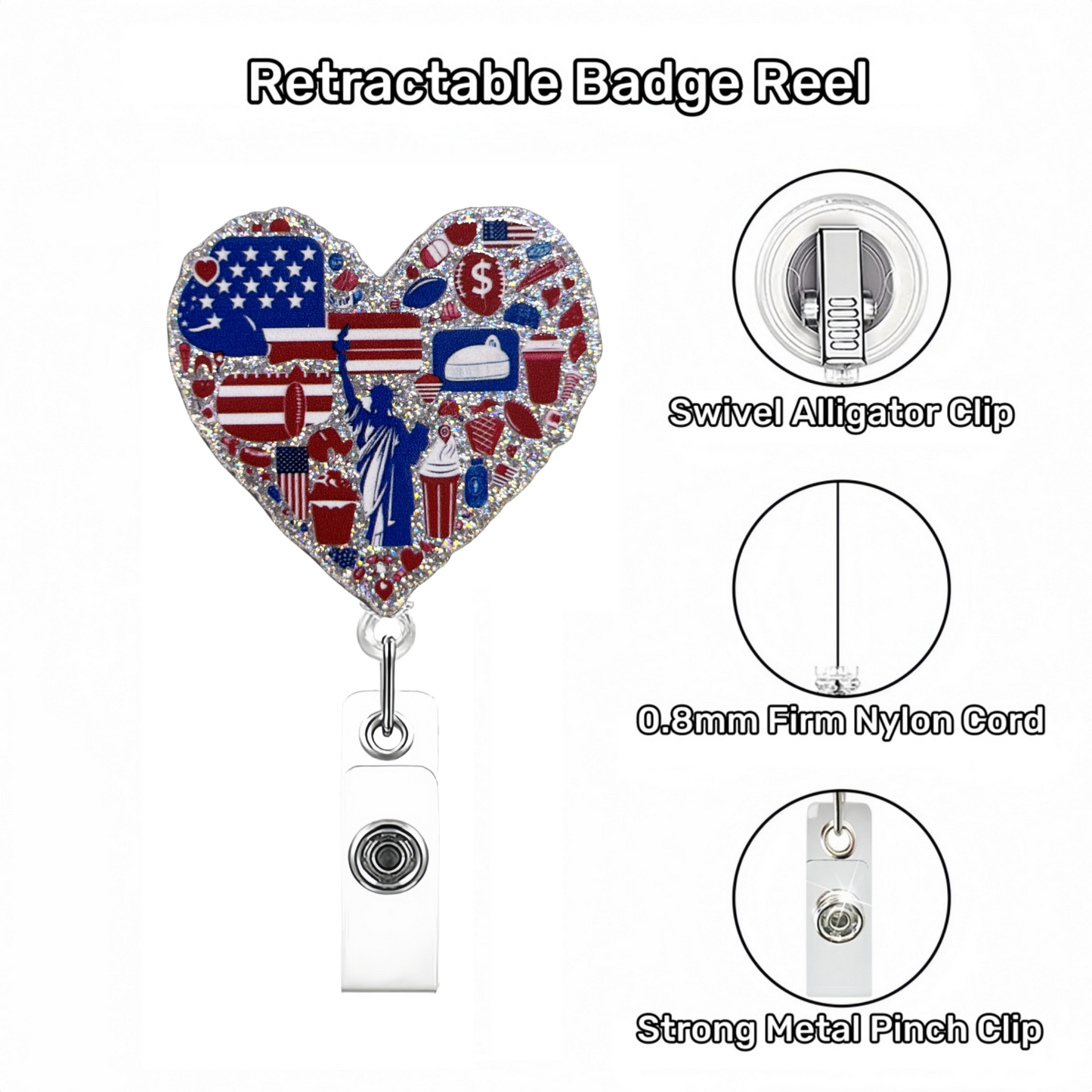Acrylic Miscellaneous Thoughts Heart Badge Reel