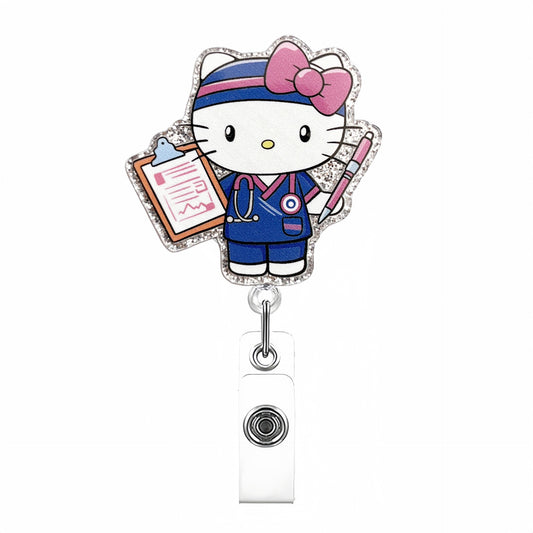Acrylic Navy Nurse with Pen Badge Reel