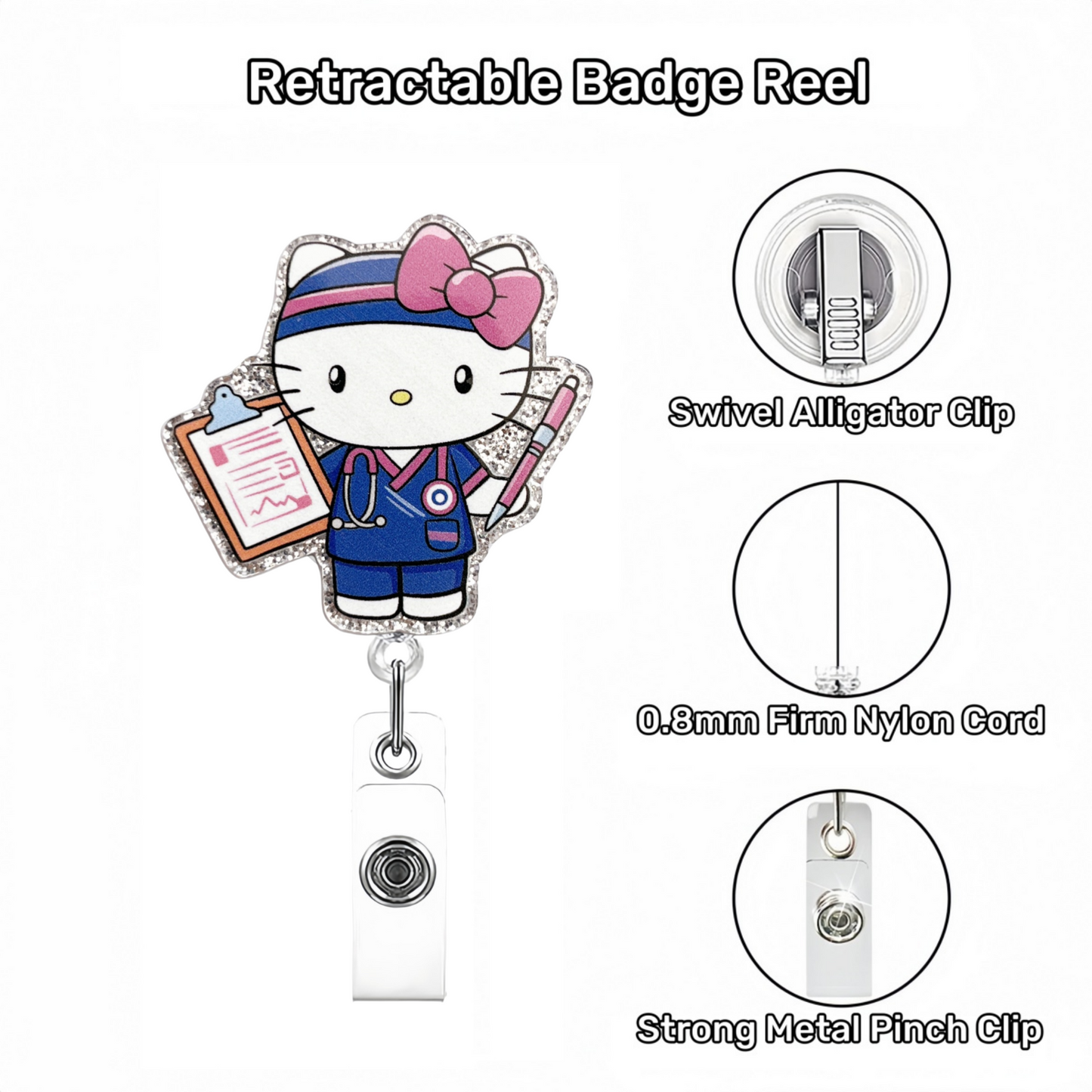 Acrylic Navy Nurse with Pen Badge Reel