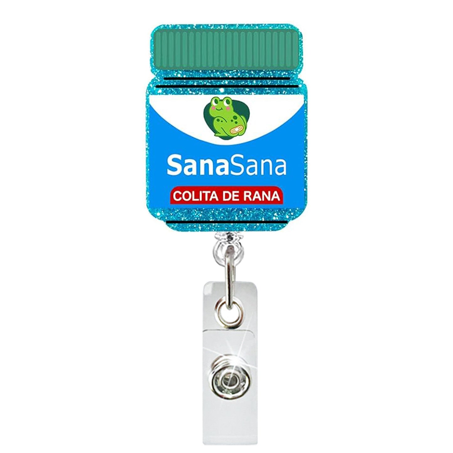 Acrylic Frog with Sasa Bottle Badge Reel